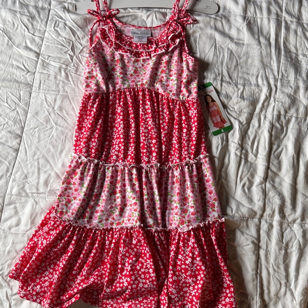 Jona Michelle Red and White Floral Dress girls 8